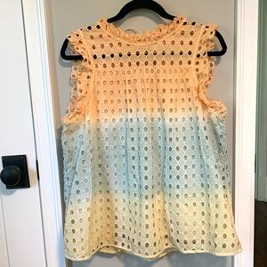 Anthropologie Ruffled Eyelet Tank Ollari